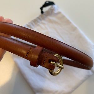 Sezane Brown Leather Belt with Dust Bag